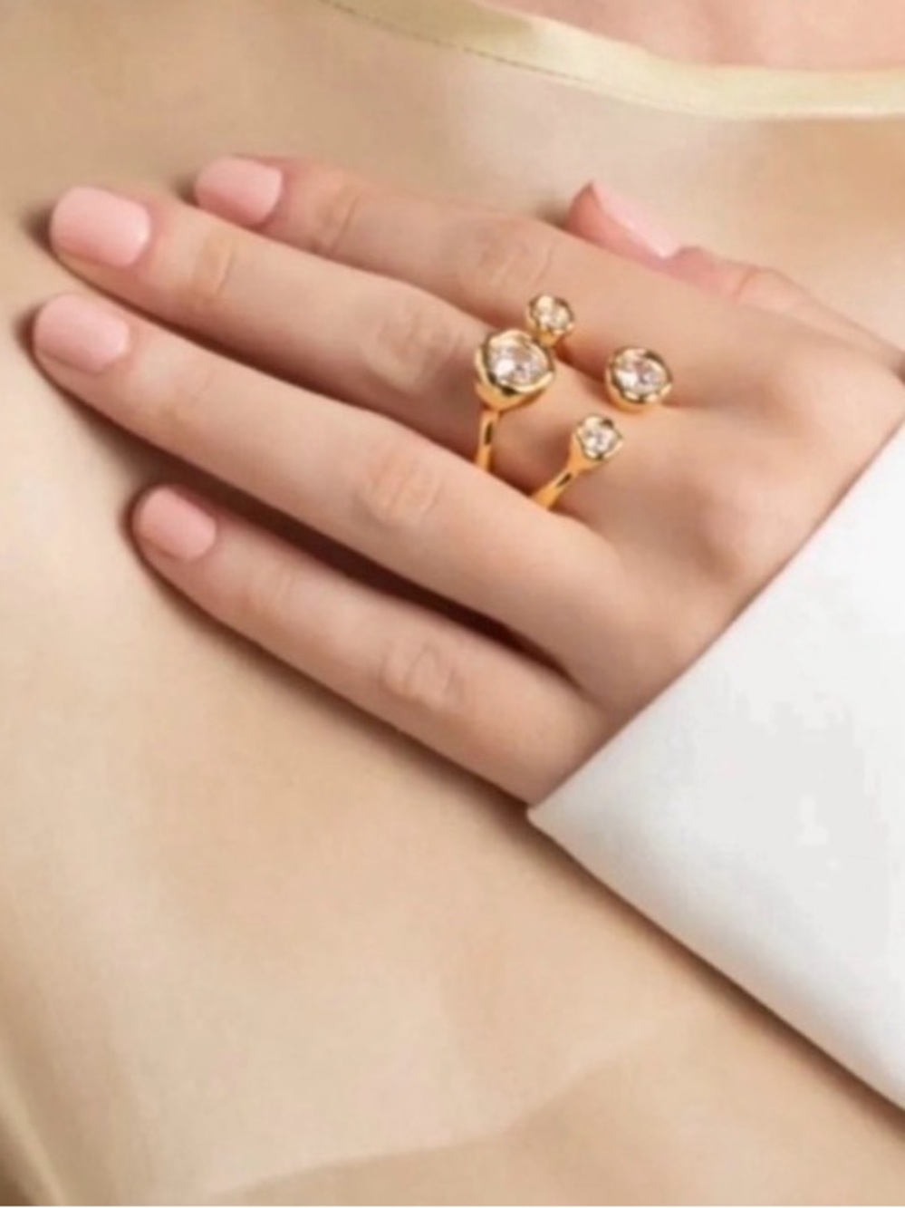 ALEXIS BITTAR Asterales Gold Open Ring Size 8 Clear C Z  MY12